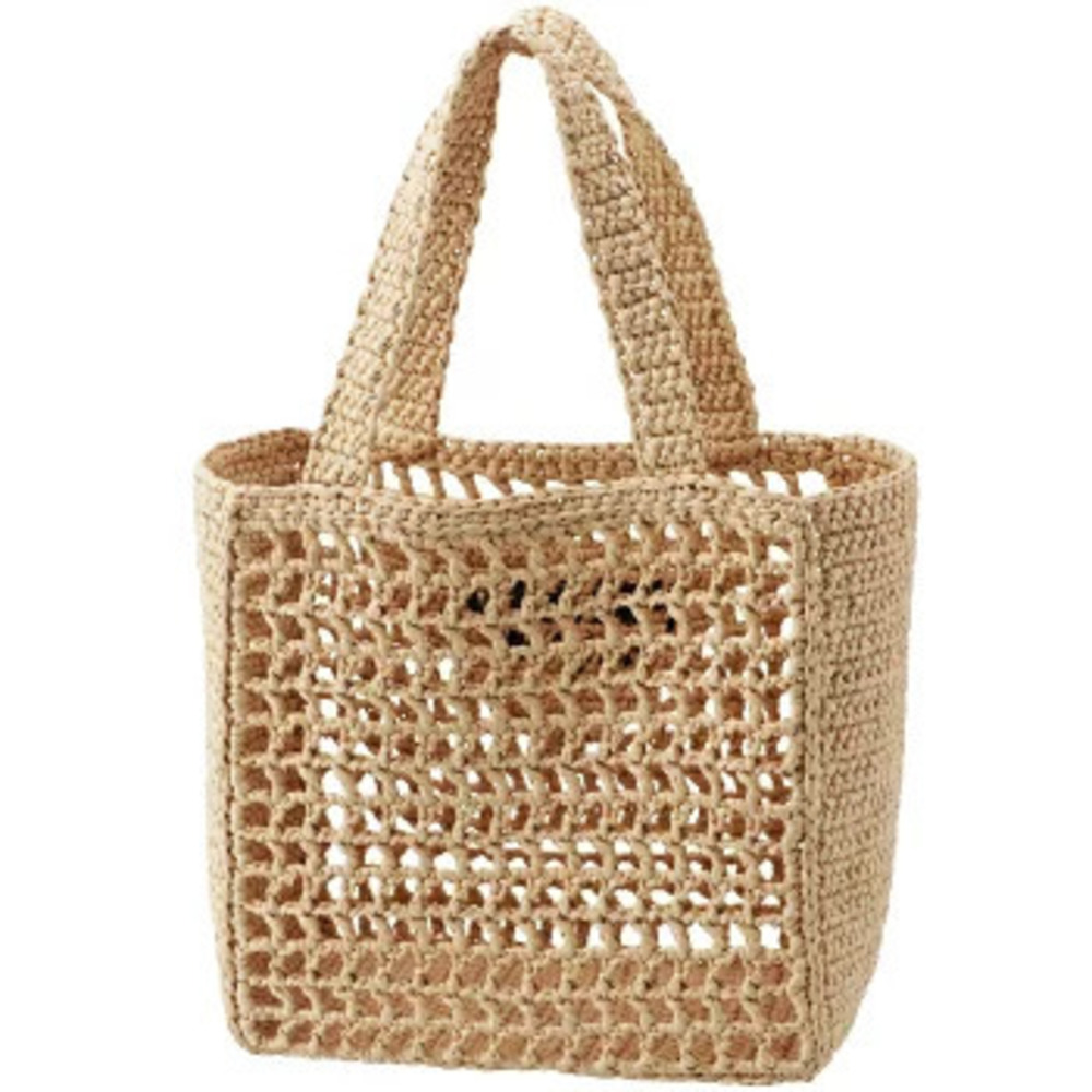 Prada Raffia Tote Bag Triangle Logo Straw - Picture 3 of 8